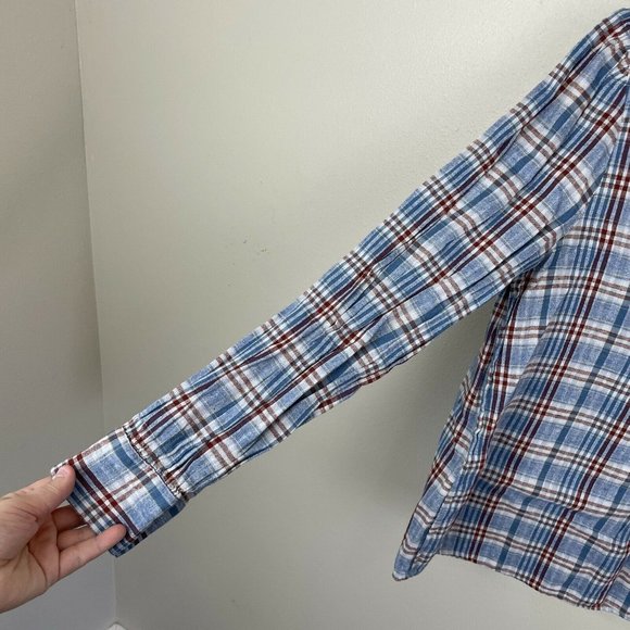 Madewell Leysfield Popover Shirt in Plaid Size M Red White Blue Fourth Of July - Picture 4 of 4